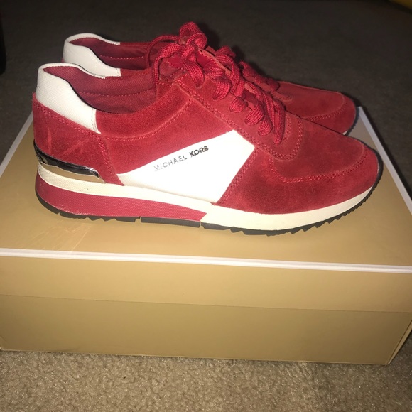 michael kors red slip on sneakers